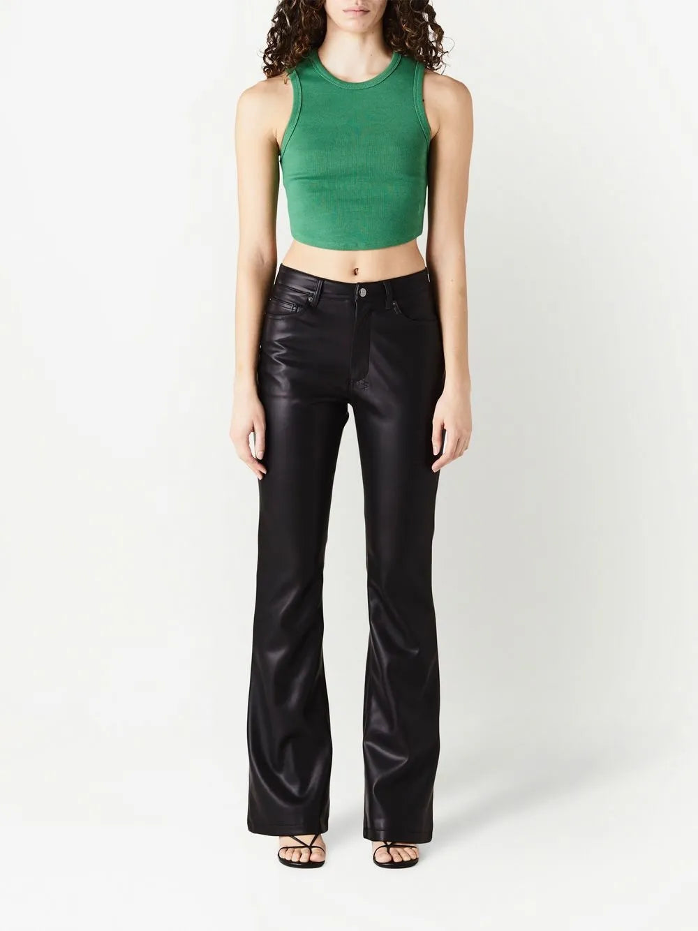 Faux-Leather Flared Trousers
