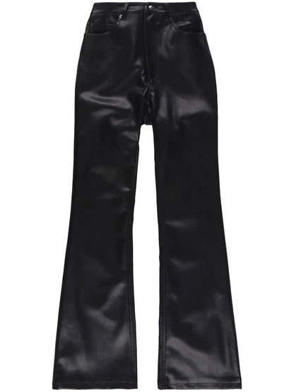 Faux-Leather Flared Trousers