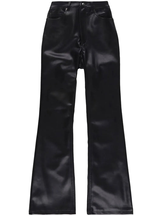 Faux-Leather Flared Trousers