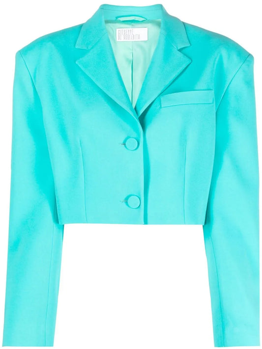Notched-Collar Cropped Blazer
