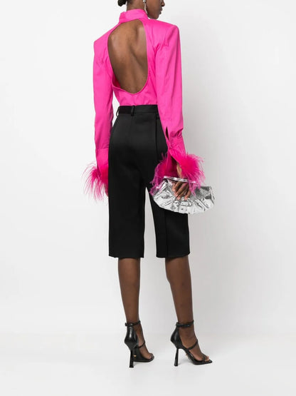 Feather-Trim Detail Shirt