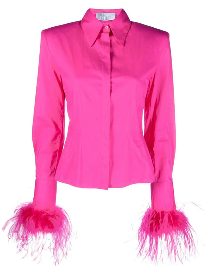 Feather-Trim Detail Shirt