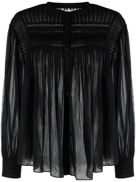 Plalia Pleated Cotton Blouse