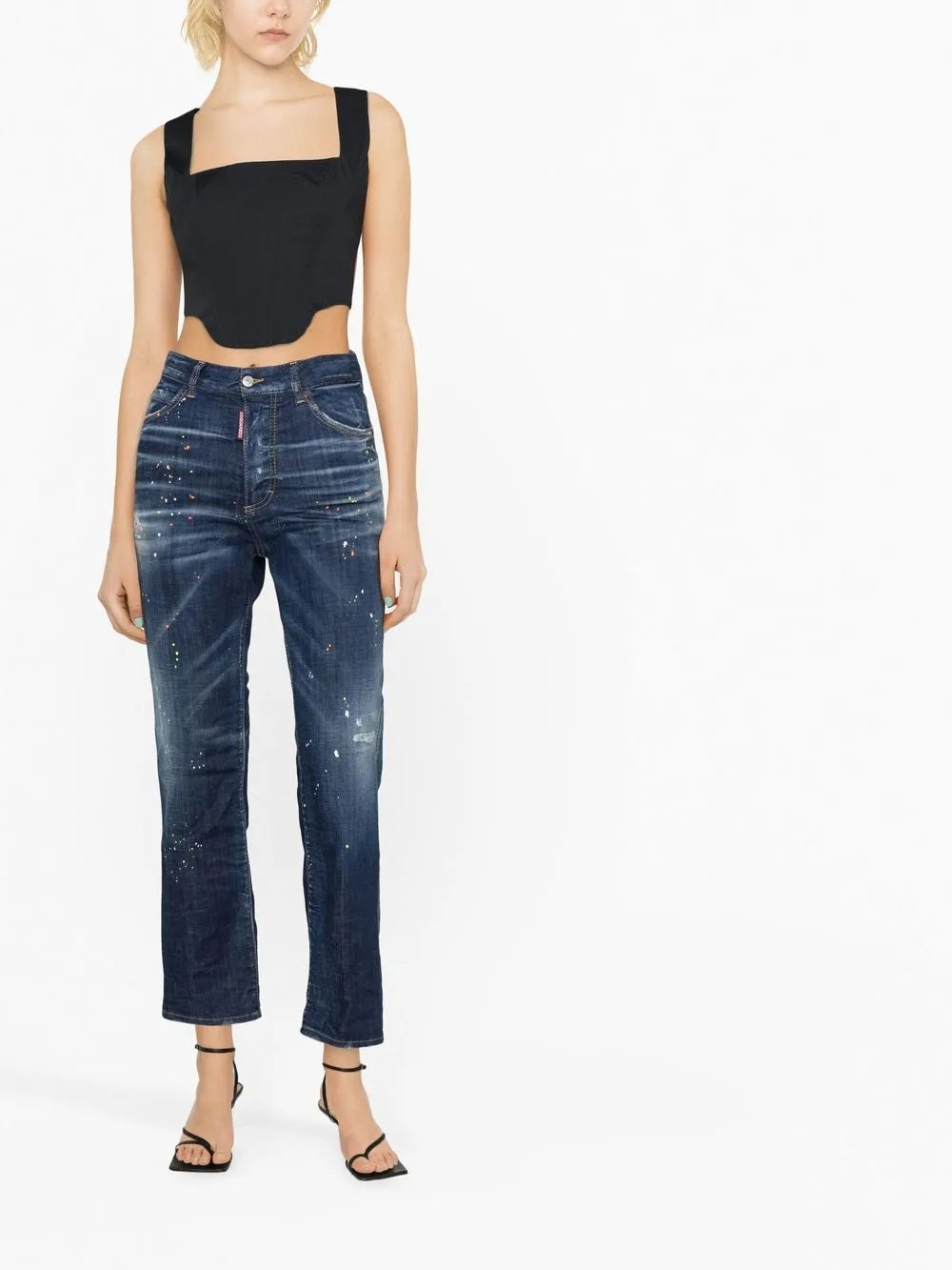 Paint-Splatter Straight-Leg Jeans