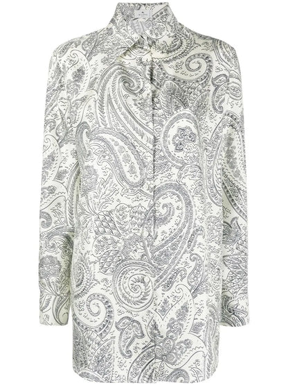 Paisley-Print Silk Shirt