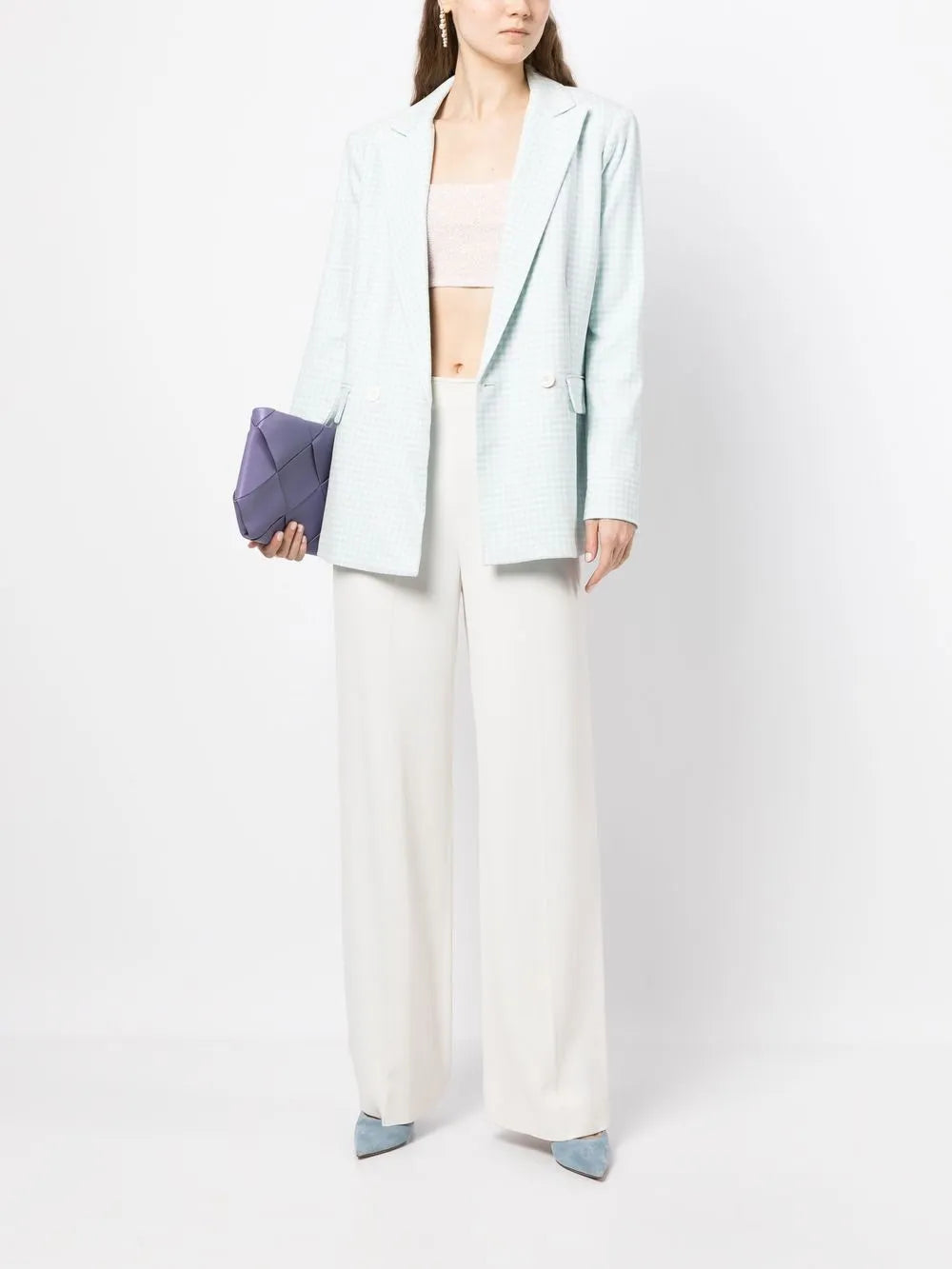 Justin Houndstooth-Pattern Double-Breasted Blazer