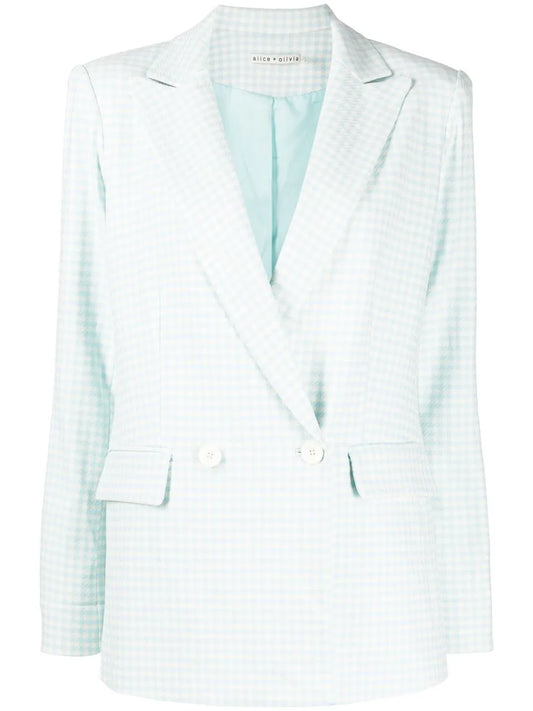 Justin Houndstooth-Pattern Double-Breasted Blazer