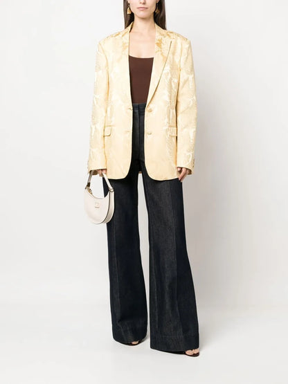 Patterned-Jacquard Single-Breasted Blazer