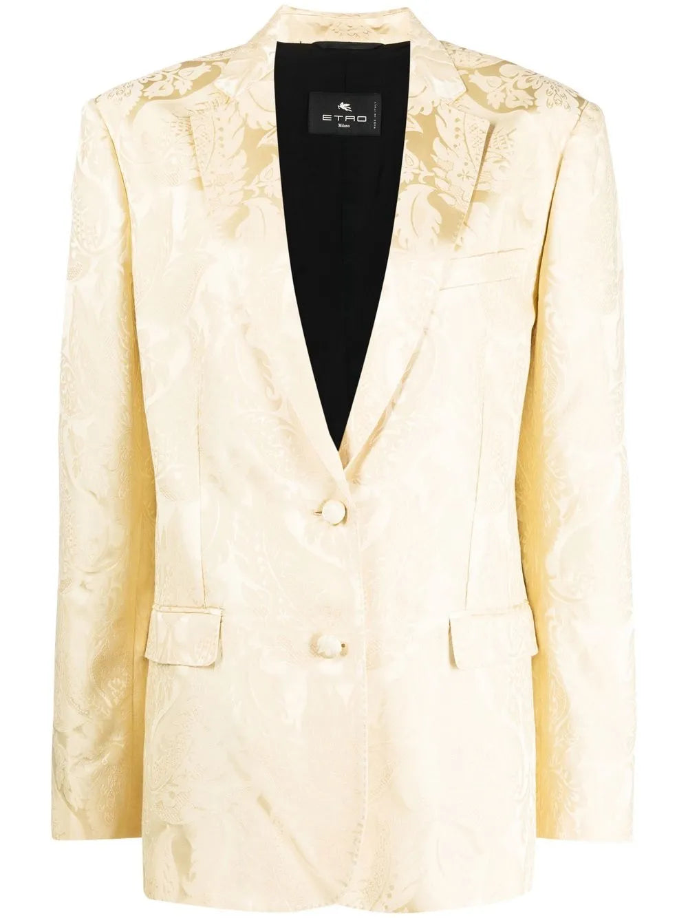 Patterned-Jacquard Single-Breasted Blazer