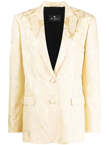 Patterned-Jacquard Single-Breasted Blazer