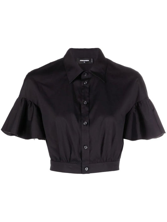 Flared-Sleeve Cropped Shirt