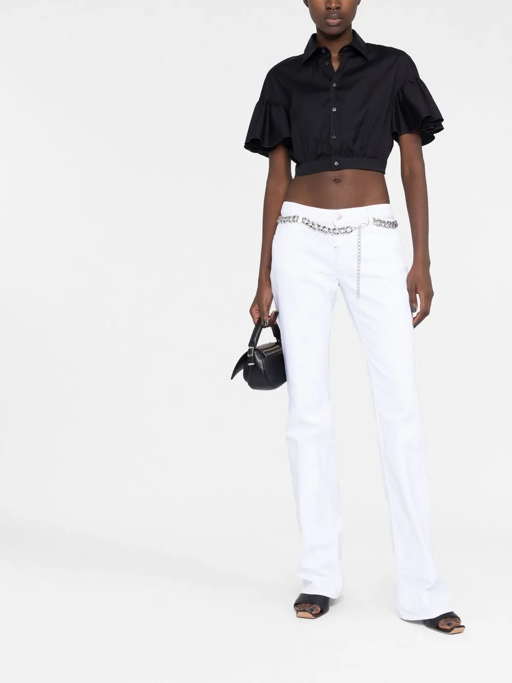 Flared-Sleeve Cropped Shirt