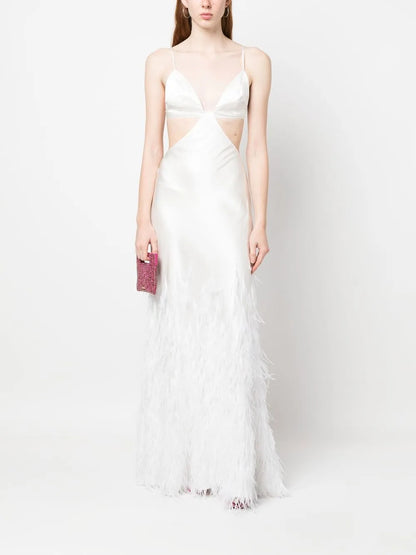 Raisa Feather-Embellished Gown