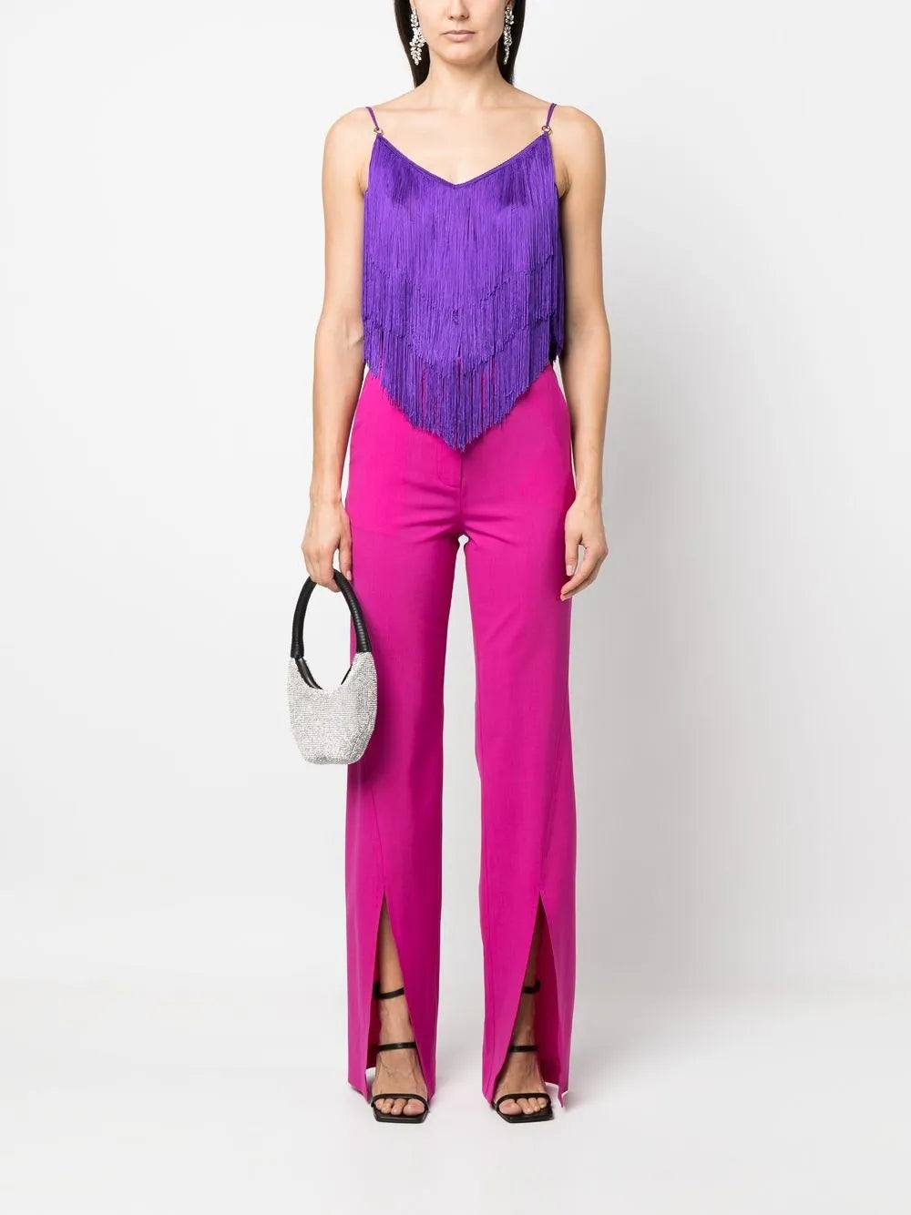 High-Waisted Slit-Detail Trousers