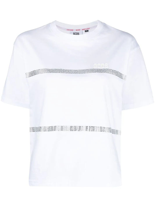 Rhinestone-Striped T-Shirt