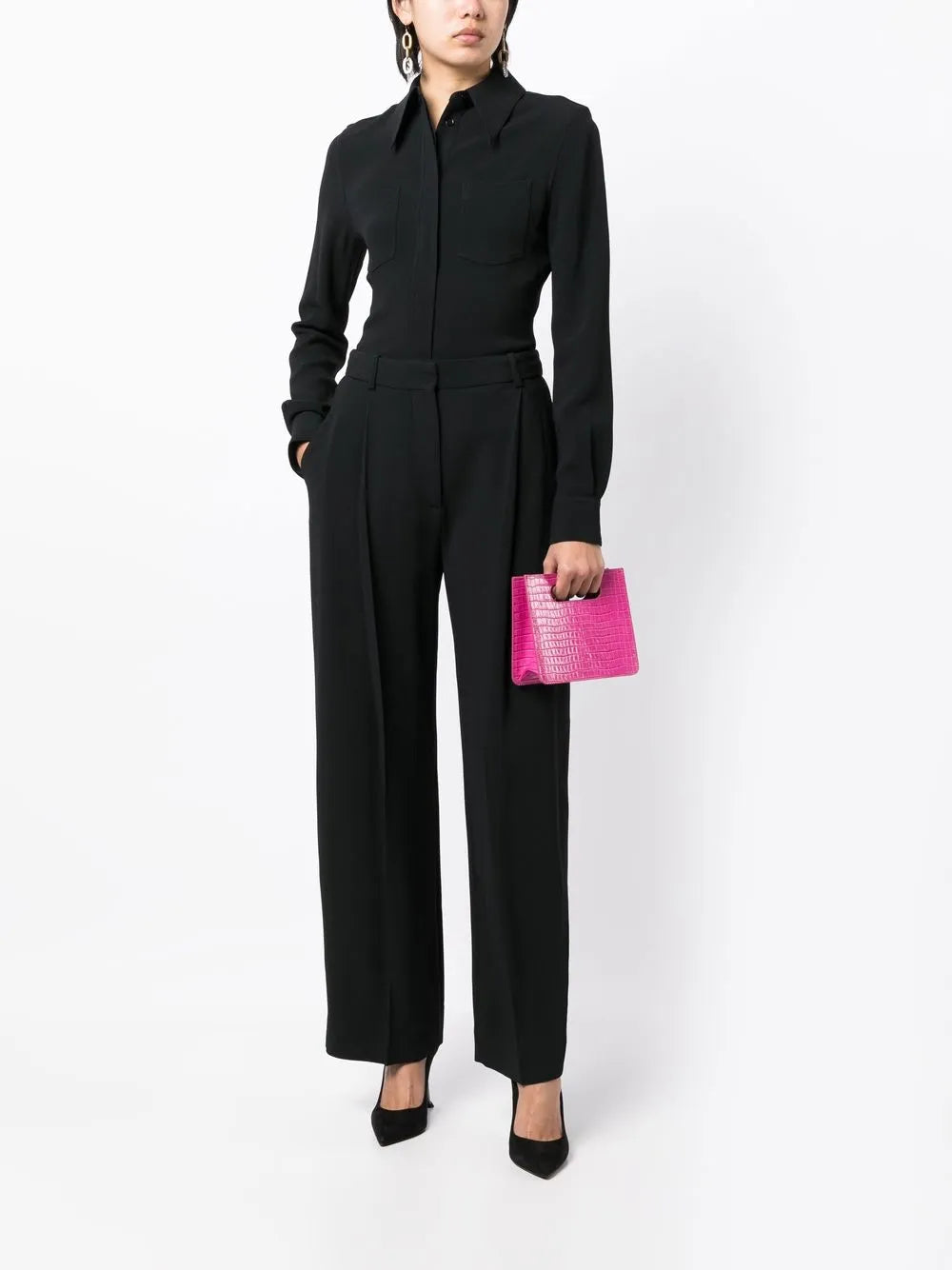 Pleated Wide-Leg Trousers