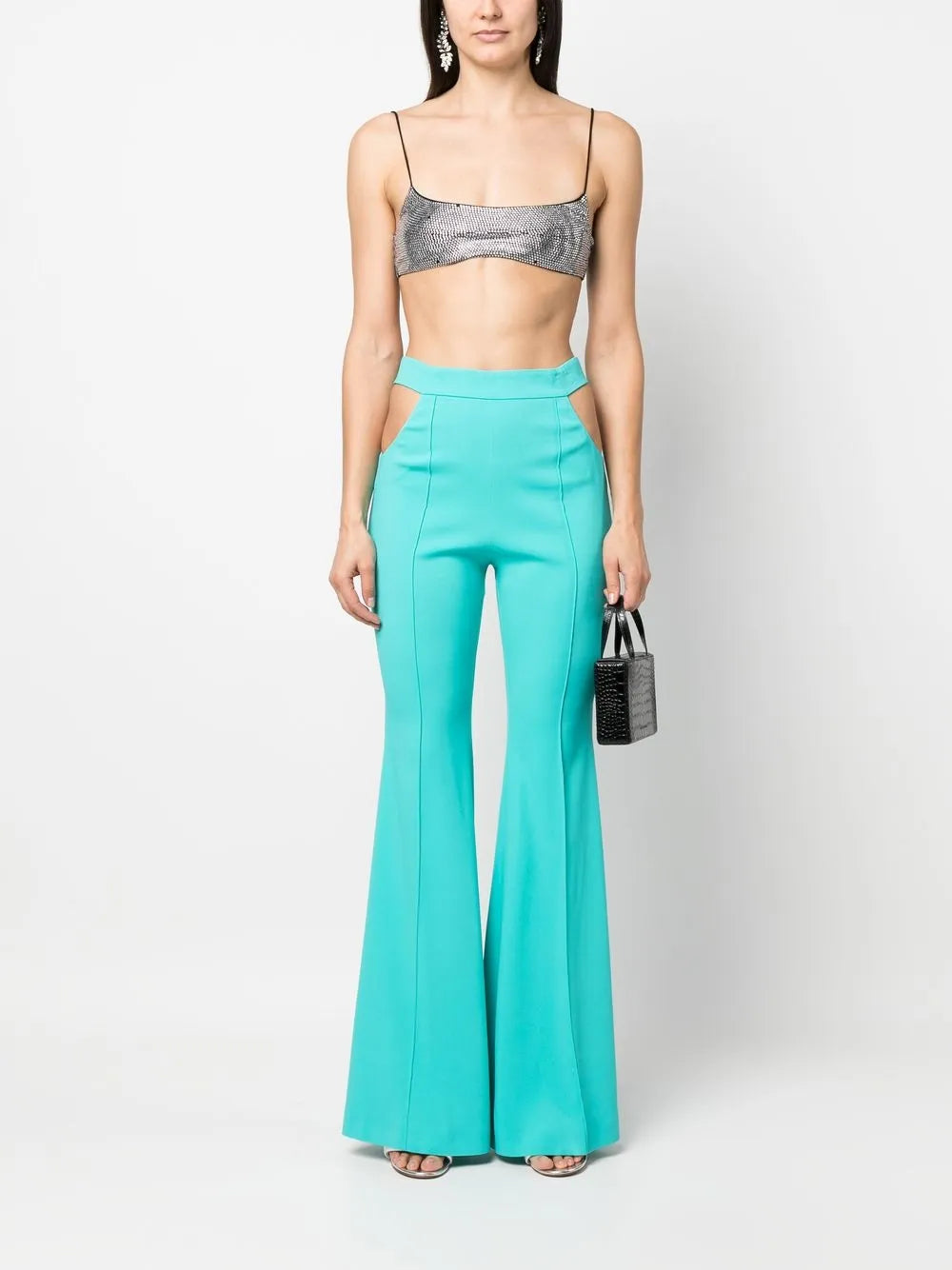 Cut Out-Detail Flared Trousers