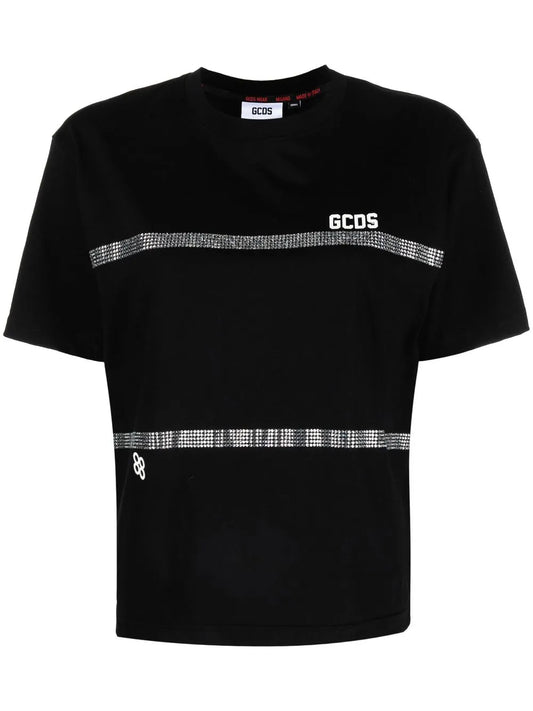 Rhinestone-Striped T-Shirt