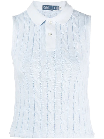 Polo Pony Cable-Knit Polo Top