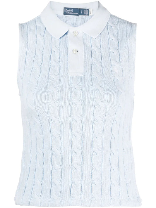 Polo Pony Cable-Knit Polo Top