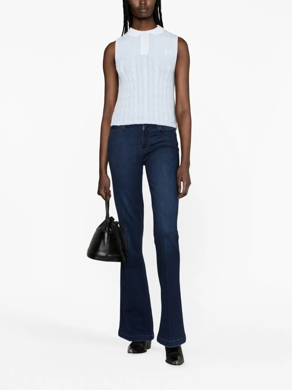Polo Pony Cable-Knit Polo Top