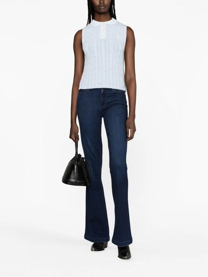 Polo Pony Cable-Knit Polo Top