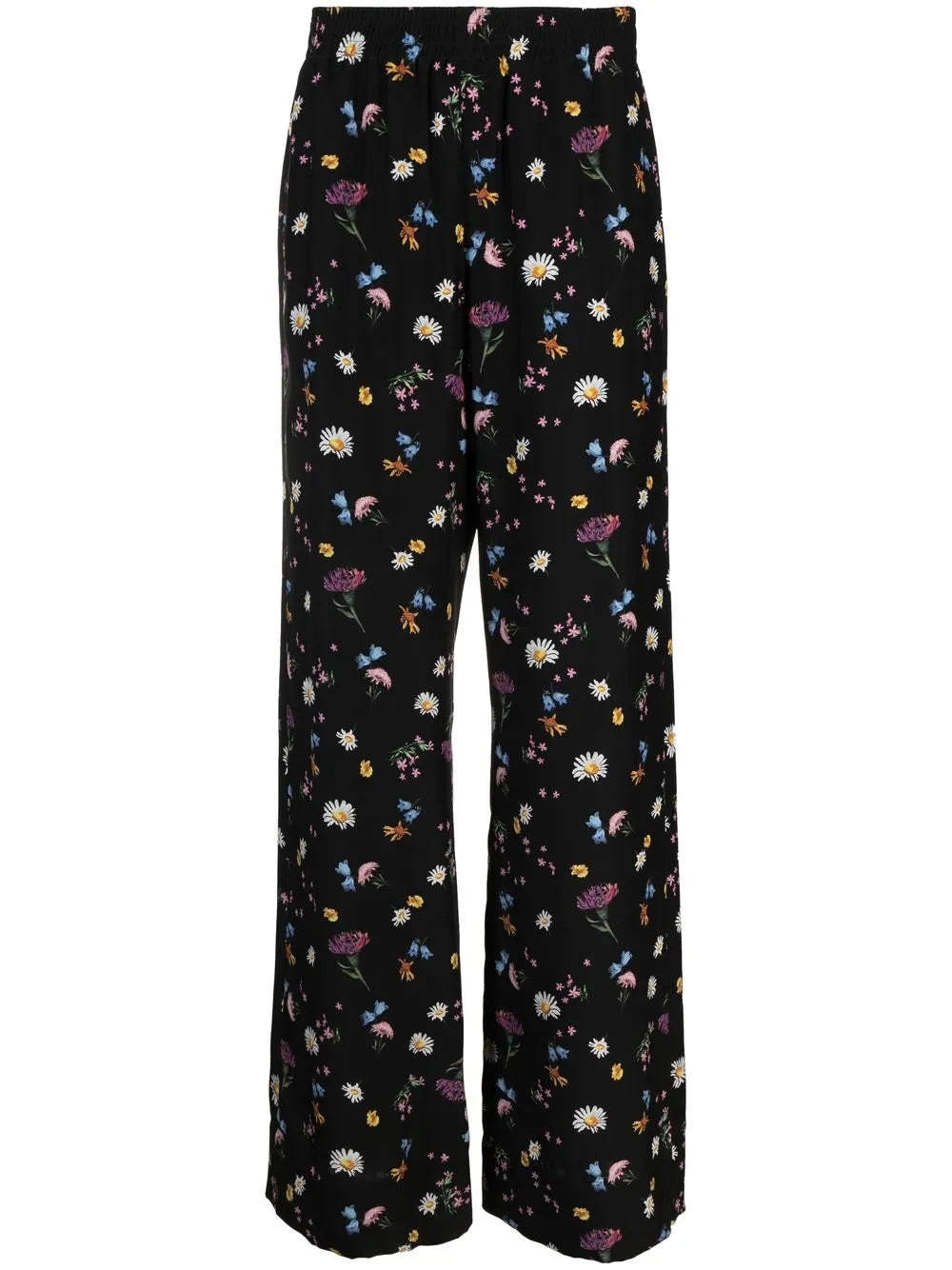 Floral-Print Silk Trousers
