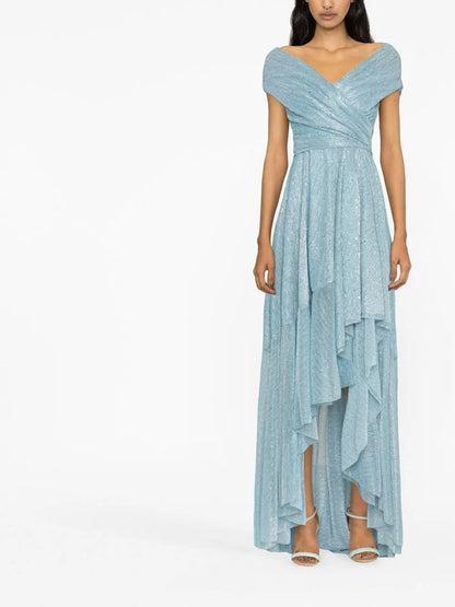 V-Neck Draped Gown