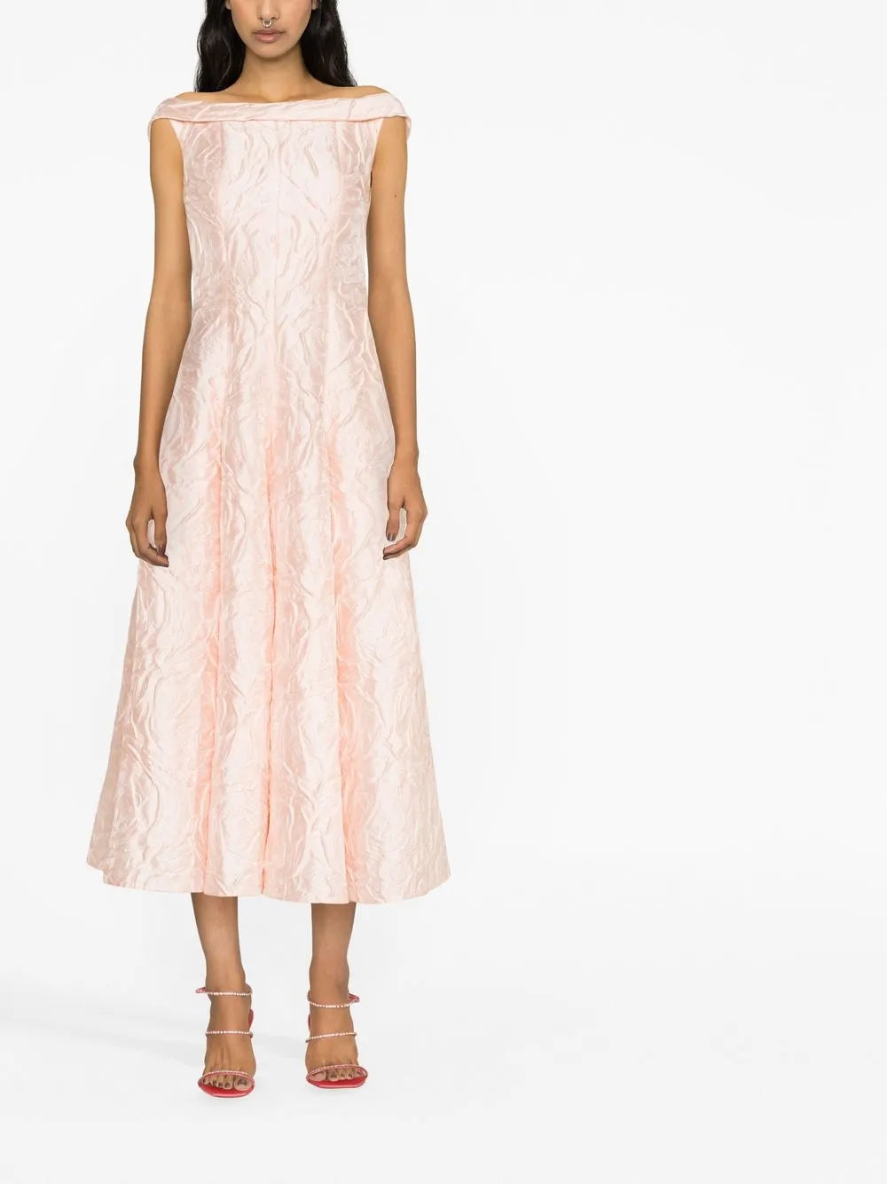 Textured Floral-Pattern Dress