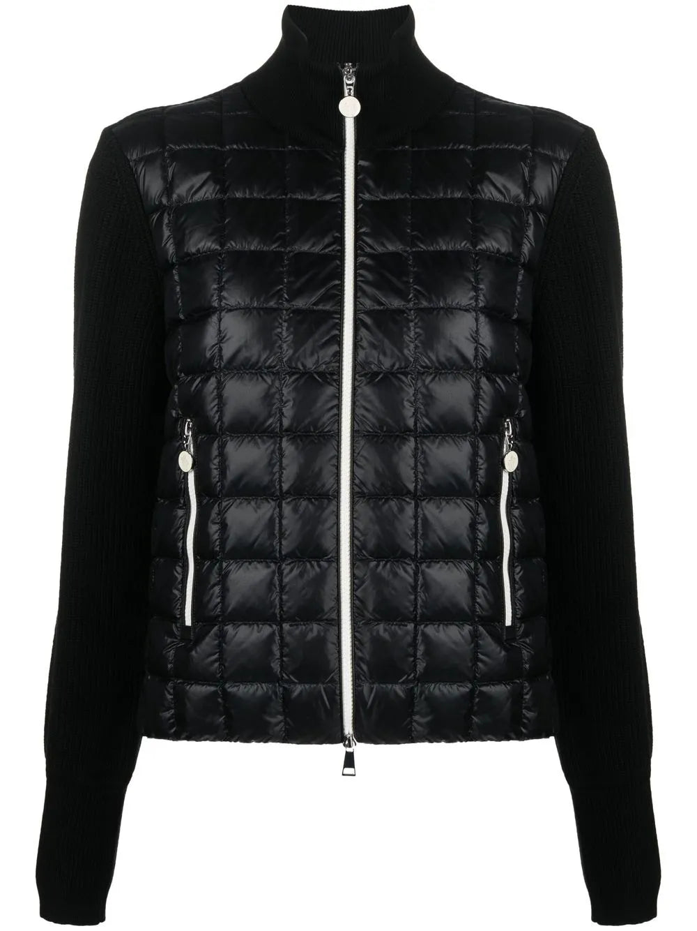 Padded-Front Zip-Up Cardigan