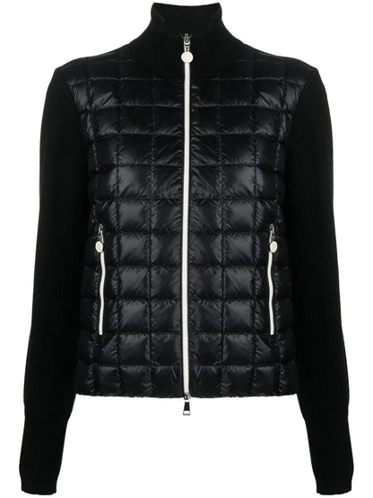 Padded-Front Zip-Up Cardigan