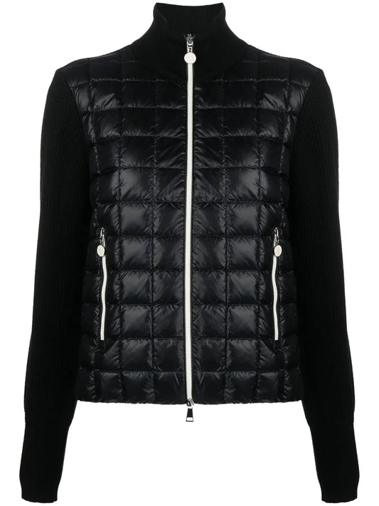 Padded-Front Zip-Up Cardigan