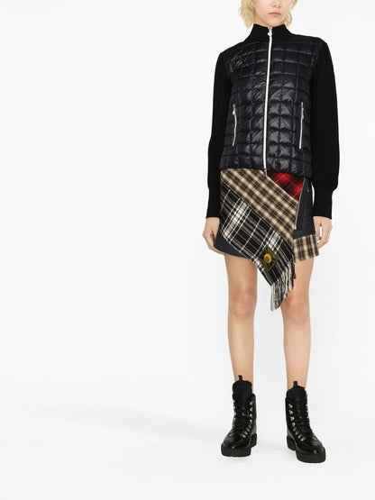 Padded-Front Zip-Up Cardigan