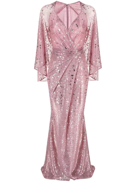V-Neck Draped Gown