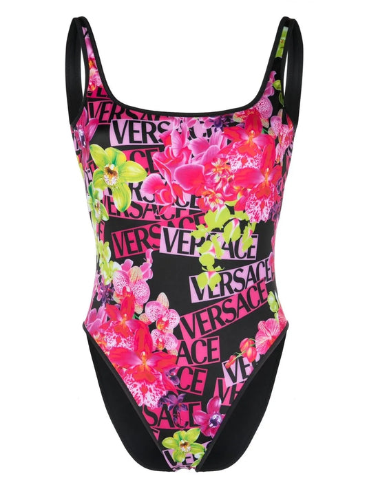 Logo-Print Scoop Swimsuit