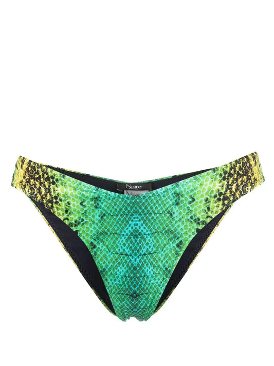 Snakeskin-Print Bikini Bottoms
