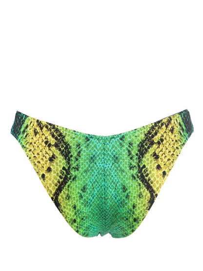 Snakeskin-Print Bikini Bottoms