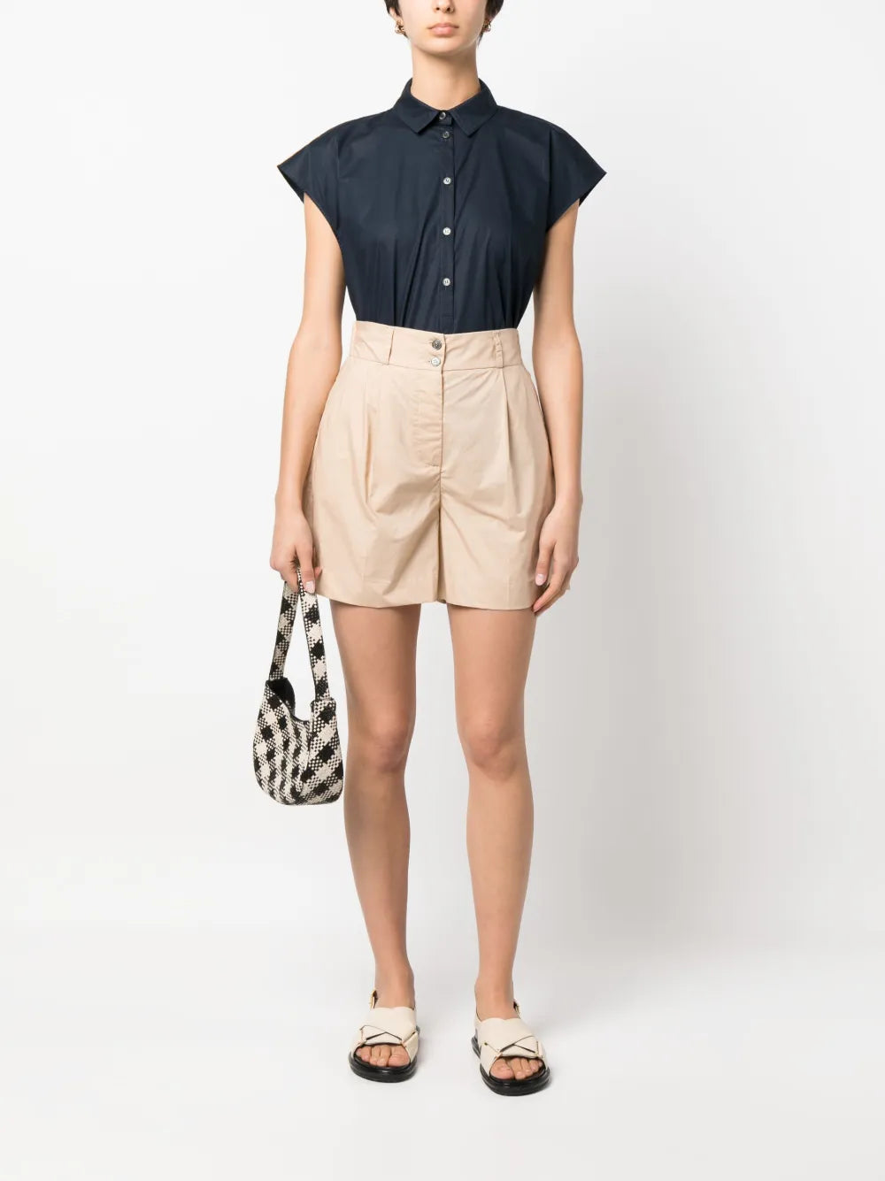 Pleated High-Waisted Shorts