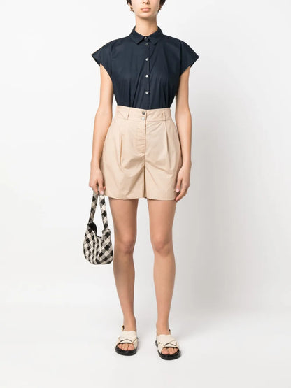 Pleated High-Waisted Shorts