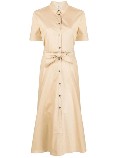 Tied-Waist Poplin Shirt Dress