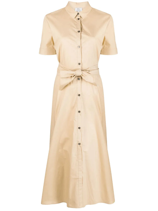 Tied-Waist Poplin Shirt Dress