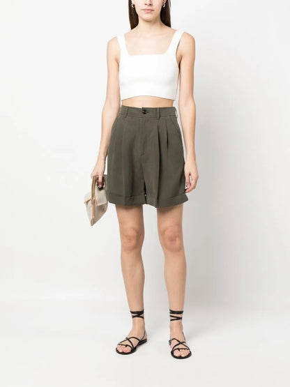 Pleated Turn-Up Shorts