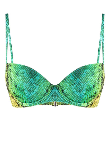 Snakeskin-Print Bikini Top