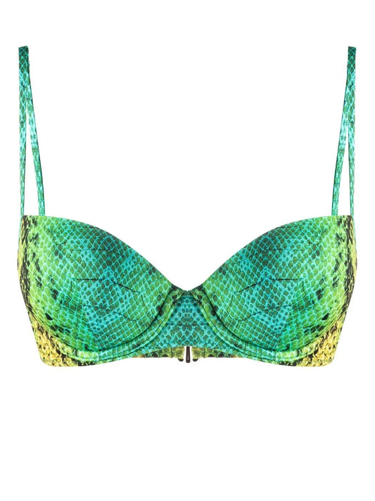 Snakeskin-Print Bikini Top