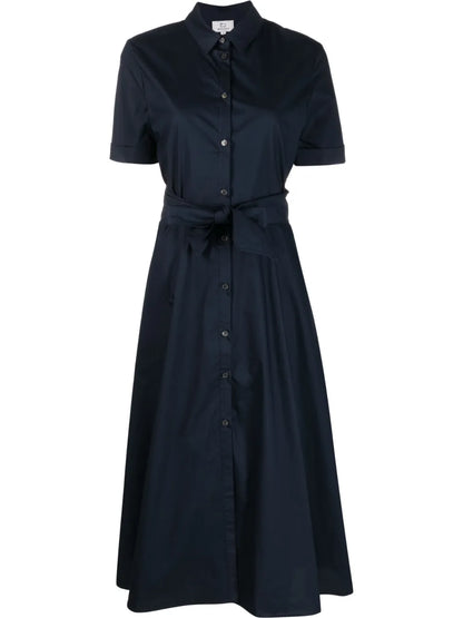 Tied-Waist Poplin Shirtdress