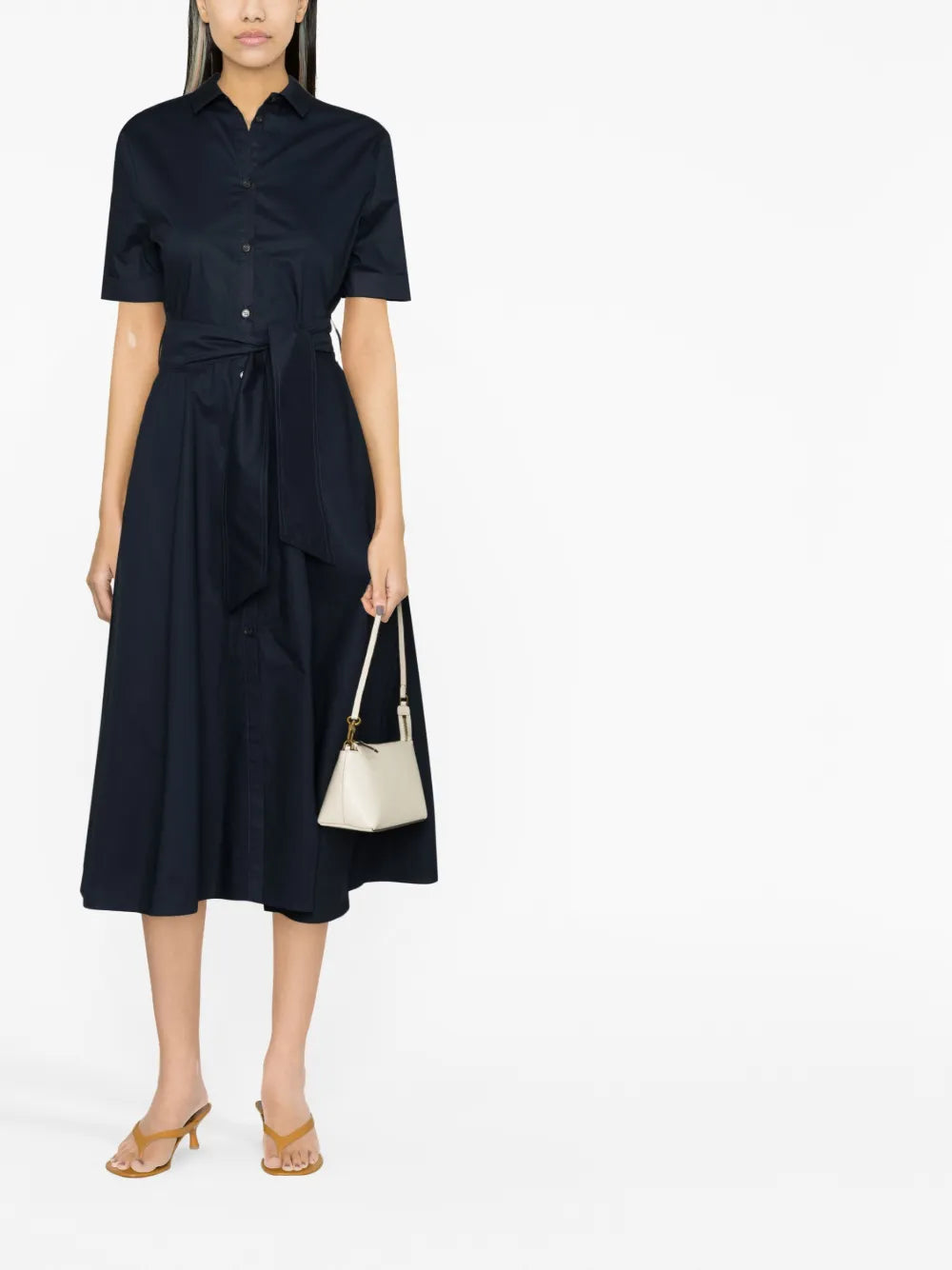 Tied-Waist Poplin Shirtdress
