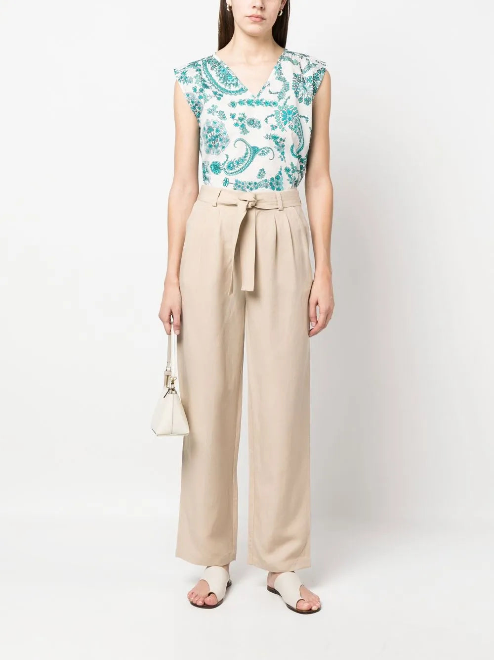Tie-Up-Belt Wide-Leg Trousers