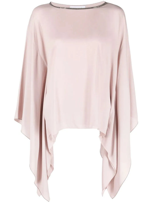 Draped-Sleeve Blouse