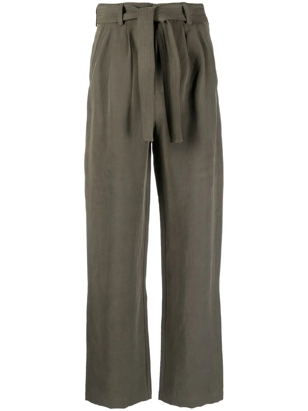 Tie-Waist Straight-Leg Trousers
