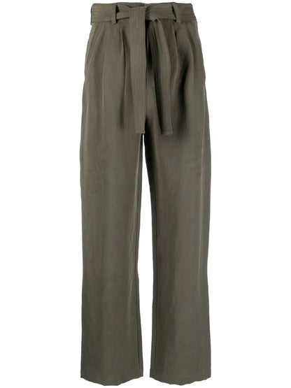 Tie-Waist Straight-Leg Trousers